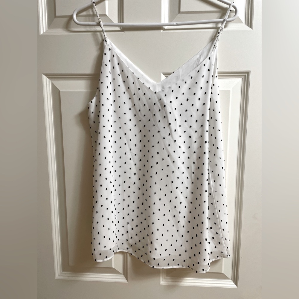NWT Calvin Klein Polka Dot Black White Fully Lined Tank Shell Blouse Size S